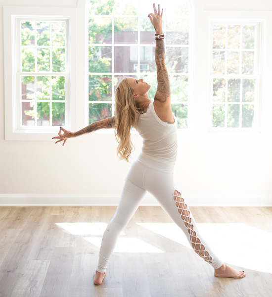 Amy Practicing Yoga in Flux Yoga NJ Studio